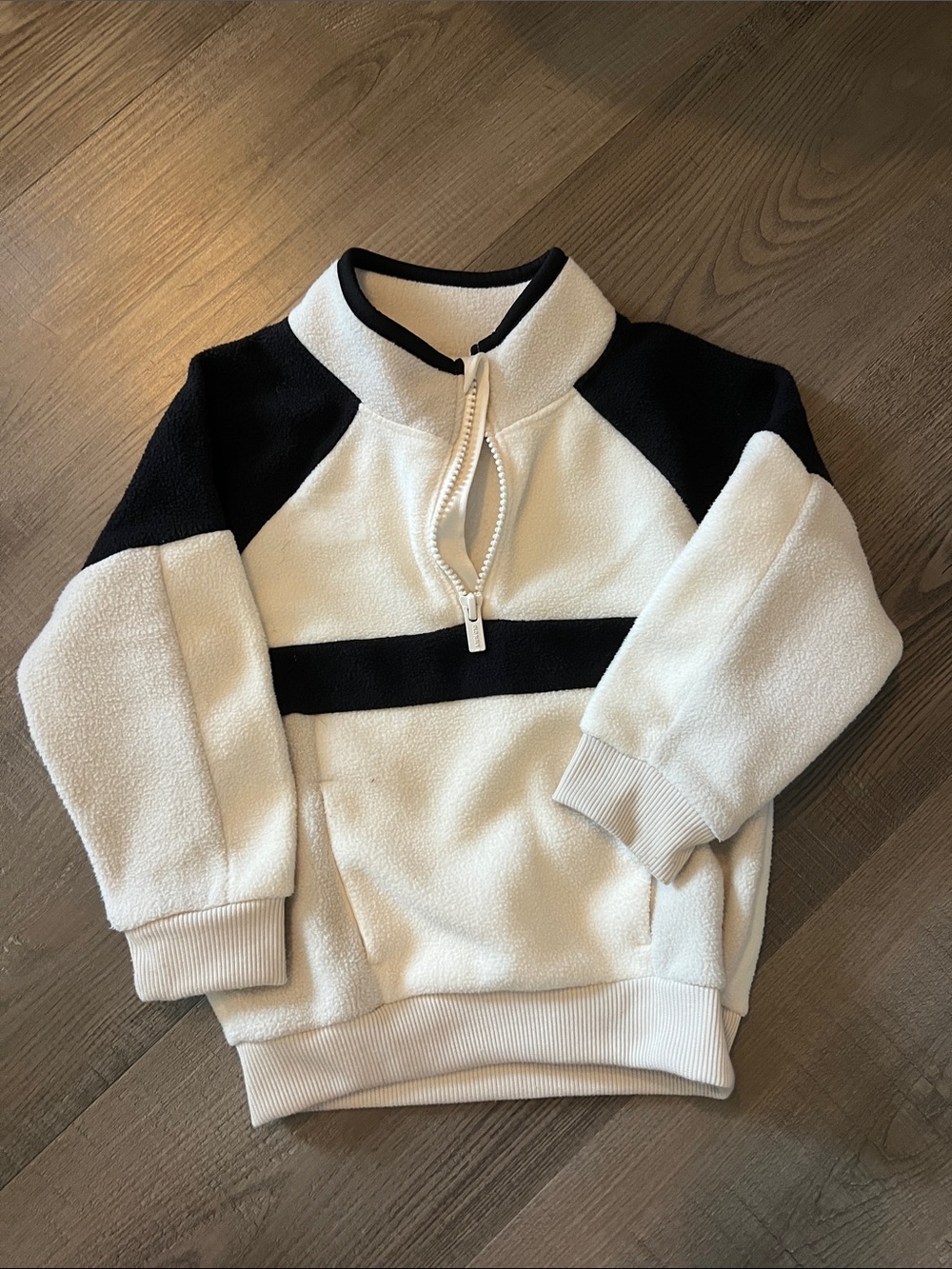Cozy Half-Zip Fleece Pullover in White and Black